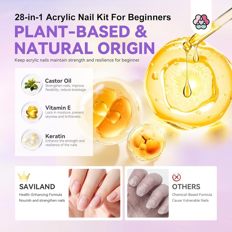 Acrylic Nail Kit for Beginners - Complete DIY Nail Art Set with Drill, Glitter Powder & 100 Tips | Home Salon Essentials