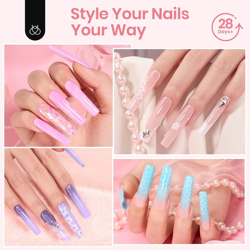 Beetles Gel Nail Tips - XXL Extra Long Square Acrylic Nails | 288 PCS, 12 Sizes, Clear Half Cover Tips