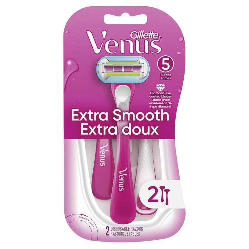 Gillette Venus Extra Smooth Green Disposable Women's Razors, 2 Count