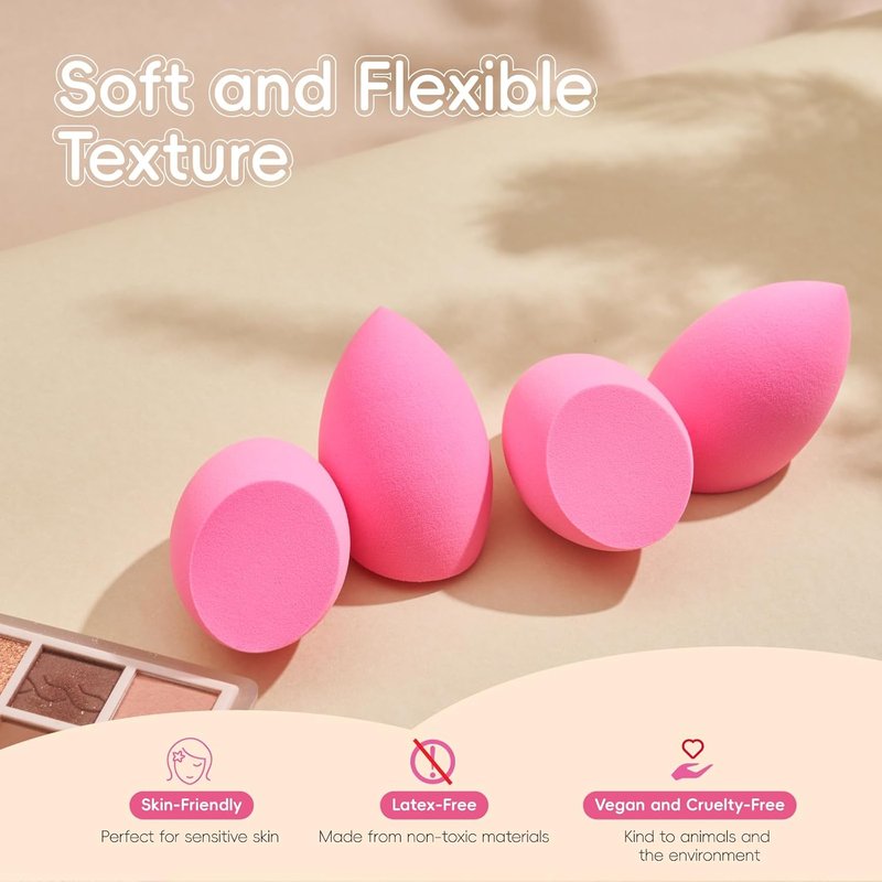 Makeup Sponge Set - 6 Pcs Latex-Free Beauty Blenders for Foundation & Cream | Ultra-Soft Multi-Angle Blending Sponges