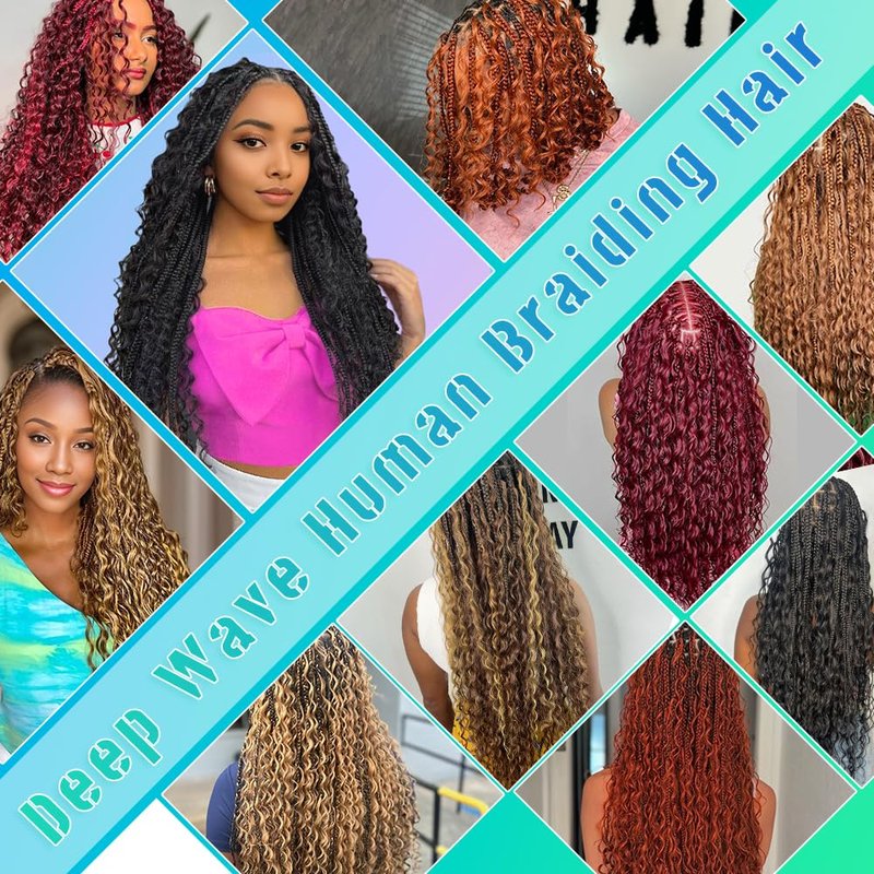 Human Braiding Hair 18 Inch 6 Bundles Human Hair Braiding Hair No Weft Deep Wave Bulk Human Hair for Braiding Hair Extensions for Boho Braids Wet and Wavy 150g P4/27#