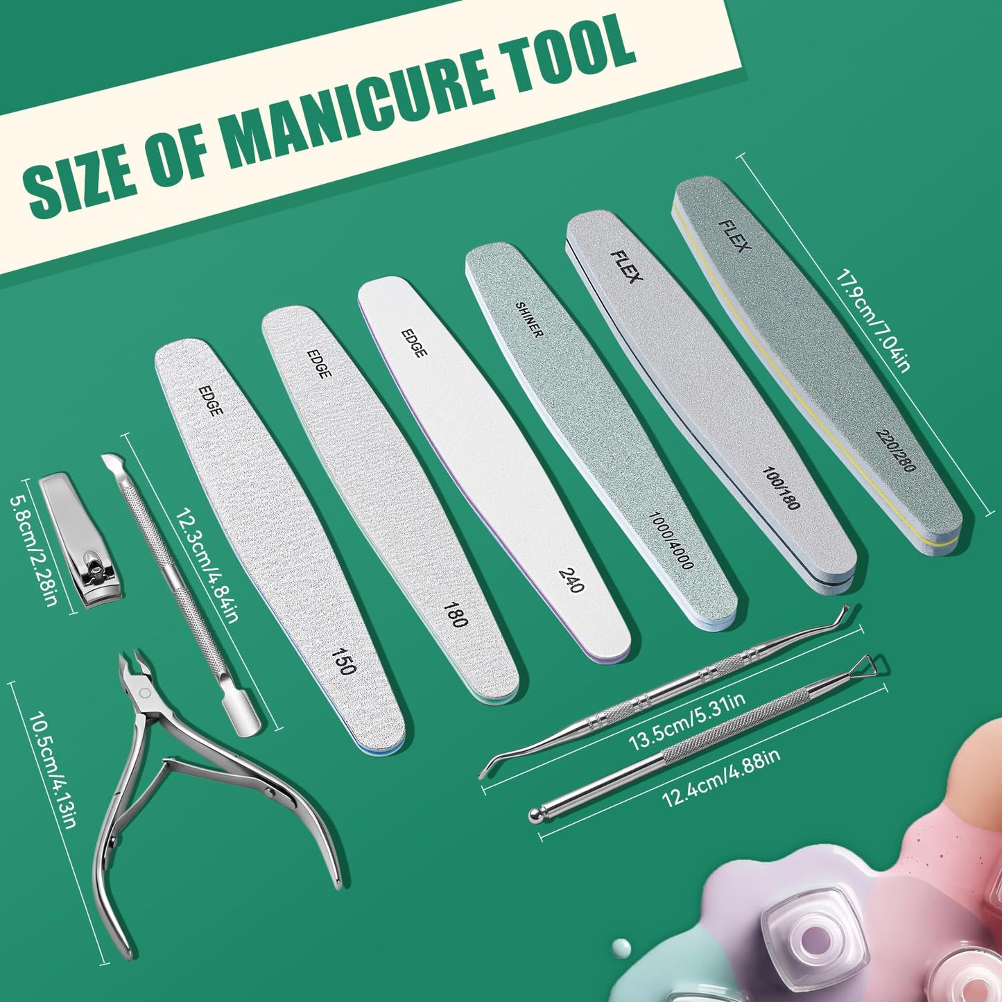TsMADDTs Nail Care Tool Kit with Cuticle Trimmer, Cuticle Pusher, Nail Files and Buffers Blocks, Emery Boards, Nail Prep for Manicure & Pedicure for Women