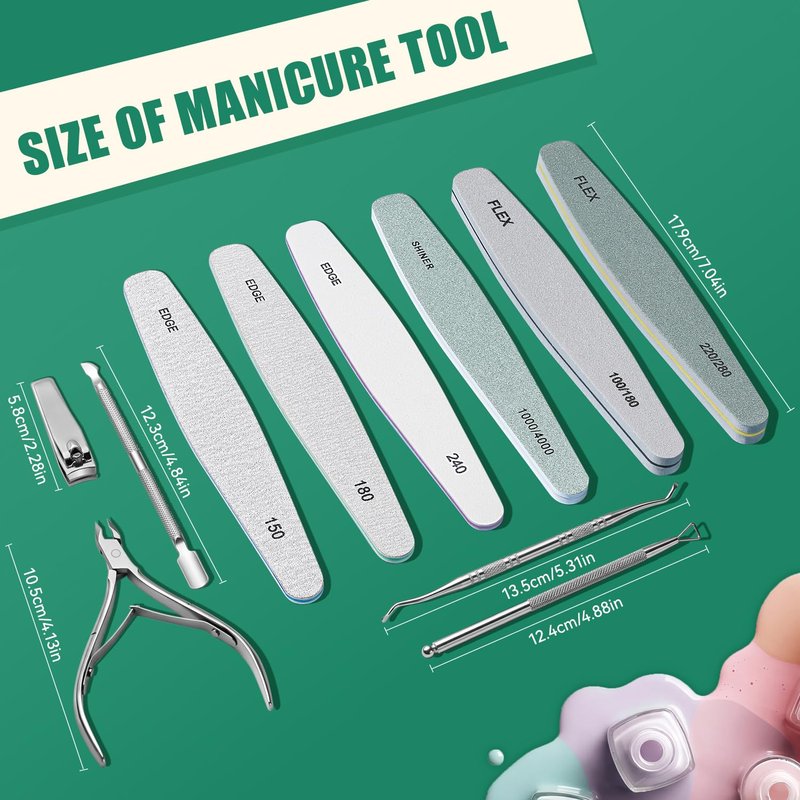 TsMADDTs Nail Care Tool Kit with Cuticle Trimmer, Cuticle Pusher, Nail Files and Buffers Blocks, Emery Boards, Nail Prep for Manicure & Pedicure for Women