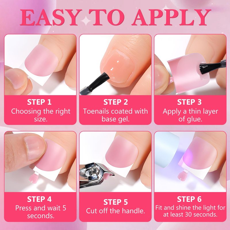 AddFavor Toe Nail Press ons - 150pcs Press on Toenails for Women, French Tip Toe Press on Nails Fake Toe Nail Tips Square Fake Toenails in 15 Sizes Full Cover Acrylic Toenail with Adhesive Tabs