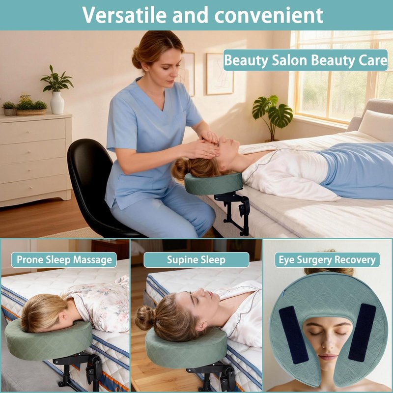 Veuverig Massage Headrest for Bed,Adjustable Face Down Pillow After Eye Surgery Vitrectomy,Massage Head Rest for Bed at Home Mattress,Portable Massage Pillow Face Cradle