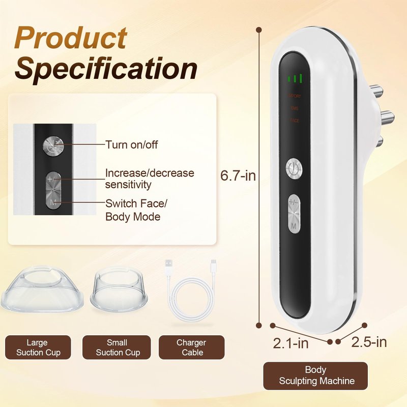 3-in-1 Body Sculpting Machine, Red Light Therapy Body Sculptor Electric Cupping Therapy Massager, Suitable for Waist Abdomen, Arms, Hip and Legs