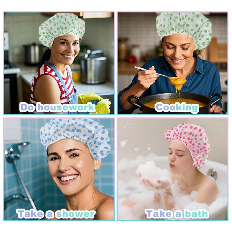 18 Pack Shower Caps for Women,Waterproof Reusable & Disposable Adjustable Bath Caps For Spa Long Hair Travel Saunas (Blue+Red+Green)