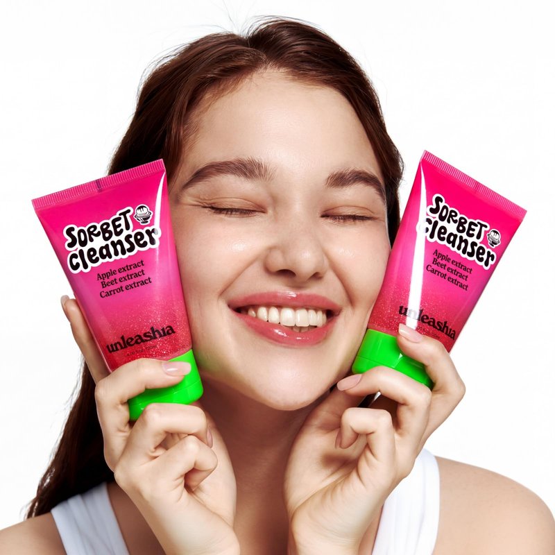 UNLEASHIA ABC Sorbet Cleanser, All-in-One 3-in-1 Moisturizing Facial Wash: Gentle Exfoliating, BHA + PHA + Enzyme Cleanser for Pores & Breakout-Prone Skin, Non-Irritating Daily Face Wash 4.05 fl oz