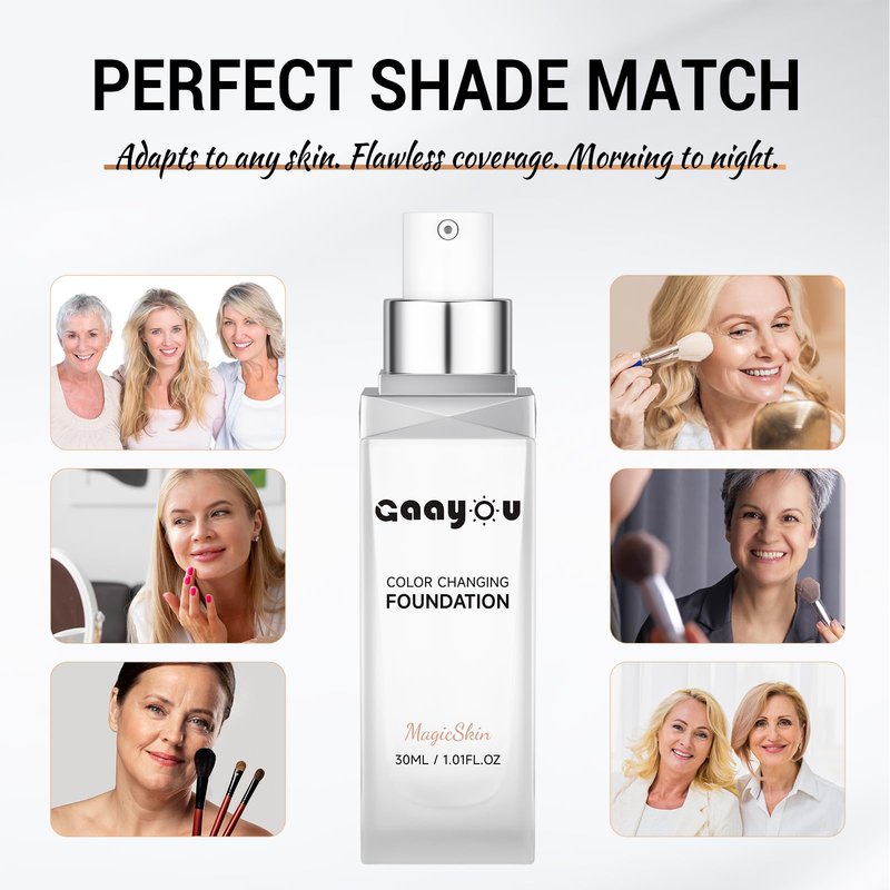 Color Changing Foundation Instantly Adapts to Your Skin Buildable Light-to-Full Coverage, Hydrating Liquid Concealer for Lightweight, Long-Lasting, Natural Dewy Finish Face Makeup