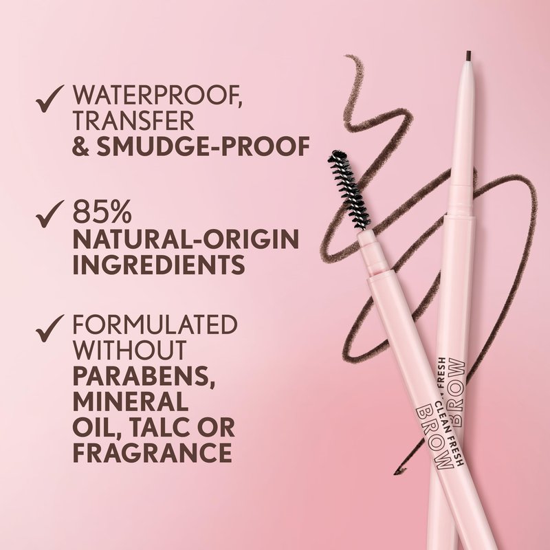 Covergirl Clean Fresh Brow Nano, 700 Black Brown, Eyebrow Pencil, Ultra-Precise Tip, Waterproof, Transfer-Resistant, Built-In Spoolie, Vegan Formula, 0.001oz