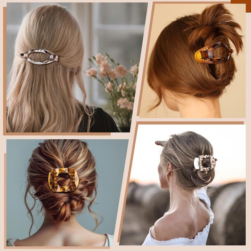 Flat Hair Clips for Women - 8 Pcs French Claw Clips | Strong Hold Tortoiseshell Design for Thick & Thin Hair