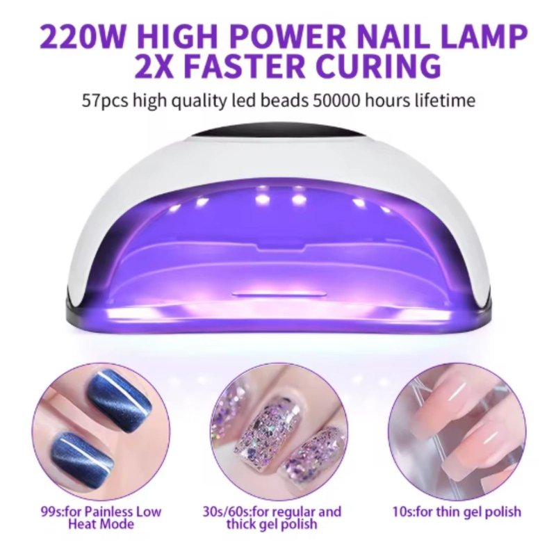 MAAW UV LED Nail Lamp 220W for Gel Polish – Professional Nail Dryer with Auto Sensor, 4 Timer Settings, Fast Curing UV Light for Gel Nails, Manicure & Pedicure – White