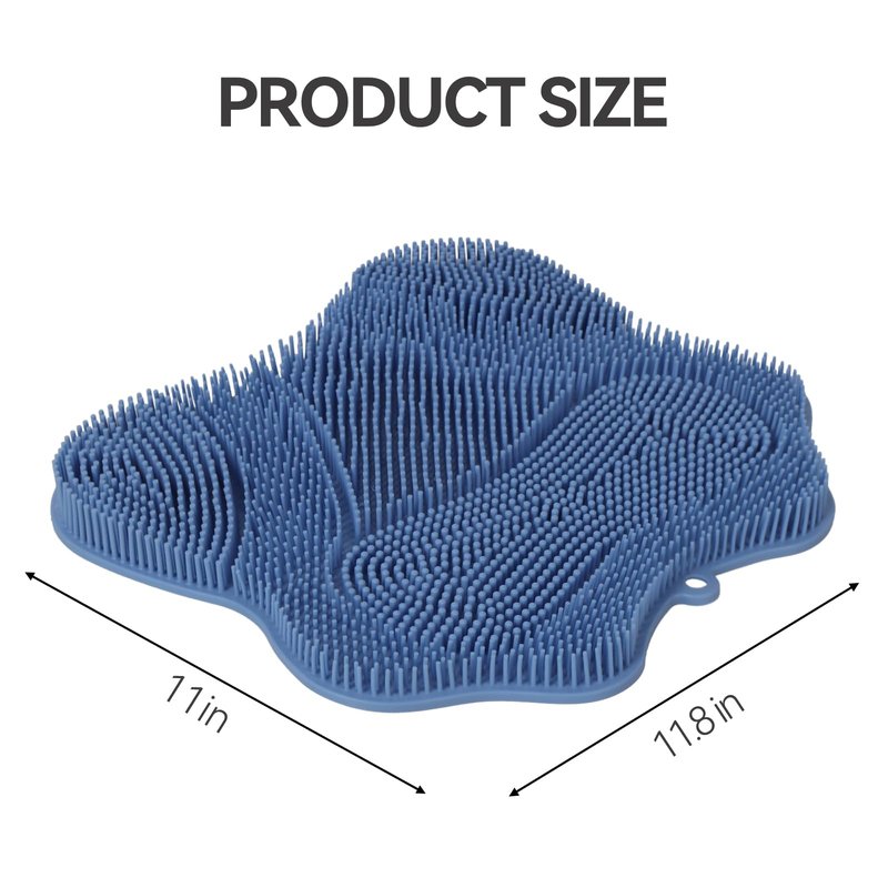 ozner Silicone Shower Foot Scrubber Mat,Back Washer Bath Wash Pad Exfoliating & Massage, Wall Mounted Slip Strong Suction Cups for Use in Cleaner Men and Women (Blue)