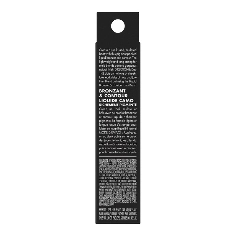 e.l.f. Camo Liquid Bronzer & Contour, Silky Pigmented Formula, Long-Lasting Glow for A Sun-Kissed, Sculpted Finish, Vegan & Cruelty-Free, 3 Light