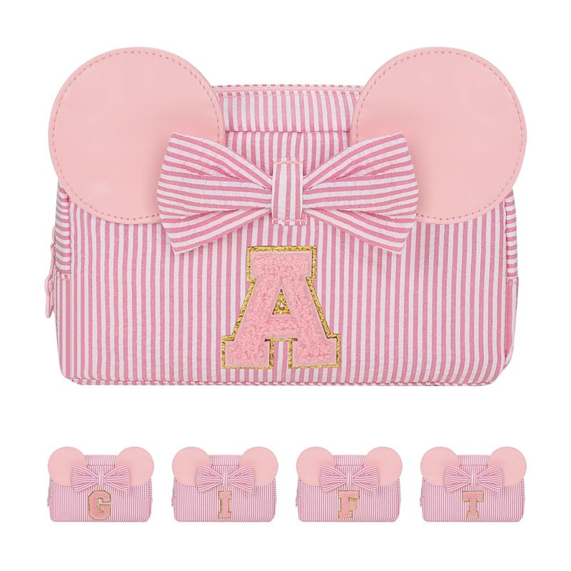 Initial Makeup Bag for Girls, Cute Makeup Bag Small Cosmetic Bag Travel Make Up Organizer Pouch, Birthday Gifts for Girls 4 5 6 7 8 9 10 11 12 13 14 15 Years Old, Teen Girls Gifts Trendy Stuff
