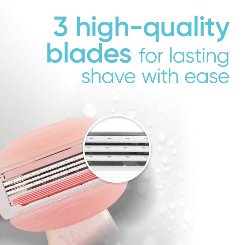 Gillette Venus Mini On The Go Women's Razor Handle with 3 ComfortGlide White Tea Scent Blade Refills + 1 Travel Case
