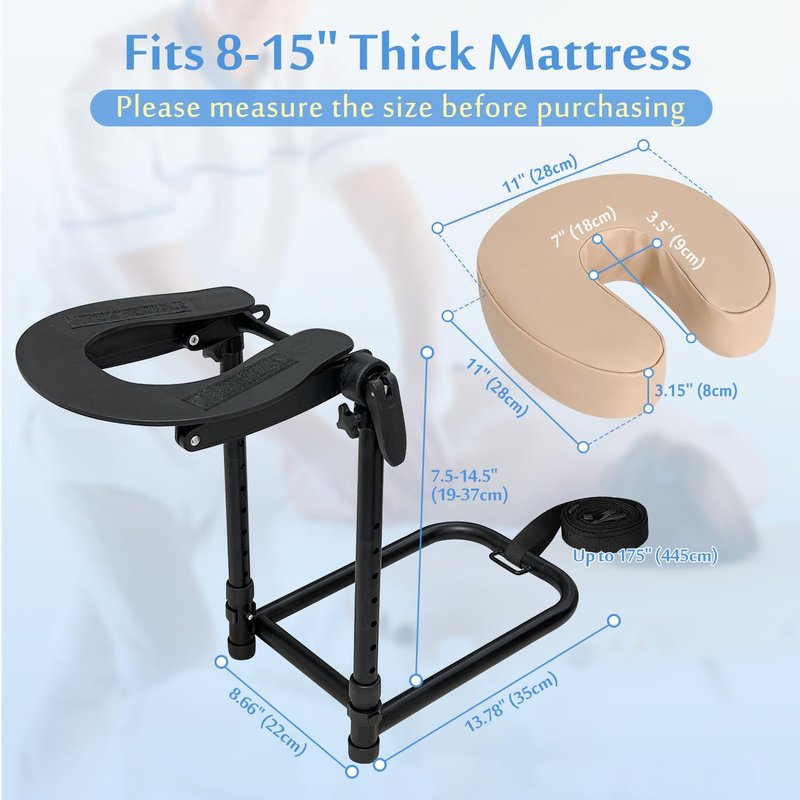 AOSSA Massage Headrest for Bed Face Cradle, Home Mattress Top Massage Kit, Face Cushion for Massage Face Down, Adjustable Salon Head Rest & Support for Mattress, Eye Surgery Recovery Equipment