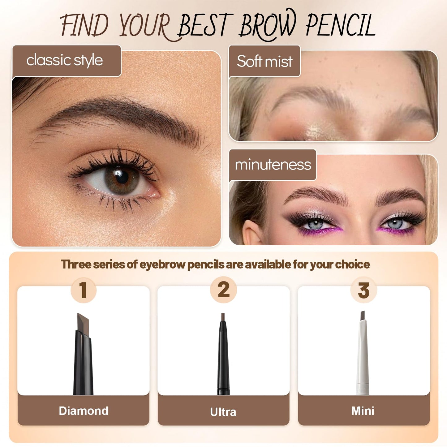 YiGuMy Eyebrow Pencil, Retractable Definer with Dual Brush, Ultra-Fine Tip for Precise Brow Makeup, Waterproof Gel Formula, Natural Hair-Like Strokes, Enhance Beauty (Brown, Ultra)