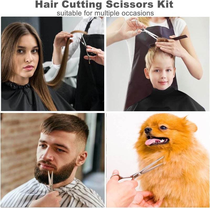 Regine Switzerland Haircut Scissors Kit - 11-Piece Professional Set with Thinning Shears, Comb & Cape