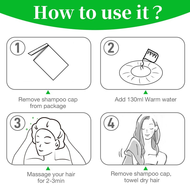 Shampoo Caps No Rinse Waterless Hair Washing Shower Caps 6 Packs for Elderly, Women, Hospital, Camping