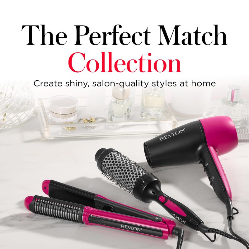 REVLON Perfect Match Flat Iron, 2 in 1 Styling Tool for Straightening and Curling, 1 Inch Ceramic Plates, Triple Oil Infused, Adjustable Heat Settings, Dual Voltage