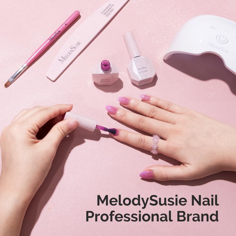 MelodySusie Jelly Gel Nail Polish Set,6 Transparent Colors,Milky or Jelly Texture,Classic Basic Colors Soak Off UV LED Light Cure or Salon Manicure and Nail Art DIY at Home