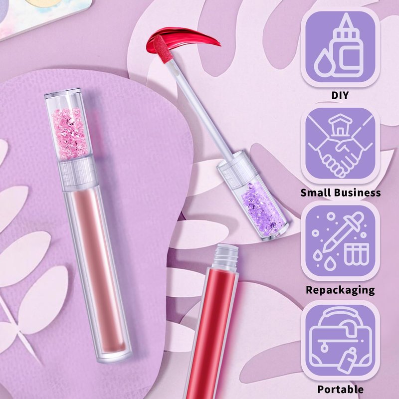 TSVATE Empty Lip Gloss Tubes,10PCS Lip Gloss Tubes 3ml Diamond Lip Gloss Tubes Empty Lip Gloss Making Supplies for DIY Beginner Makeup & Travel, Lip Gloss Containers Empty Lip Gloss Bottles