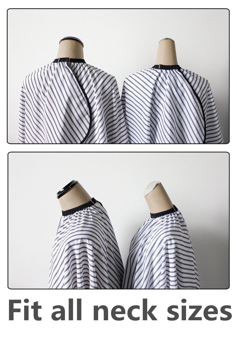 SMARTHAIR Professional Salon Cape Polyester Barber cape Hair Cut Cape,57”x66.8”,Black and White Stripes,C250023B-L
