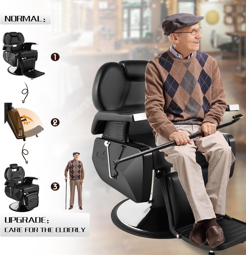 Artist Hand Hydraulic Barber Chair - 21" Wide Styling Chair for Salon | 450 LBS Capacity, 135° Recline, Black