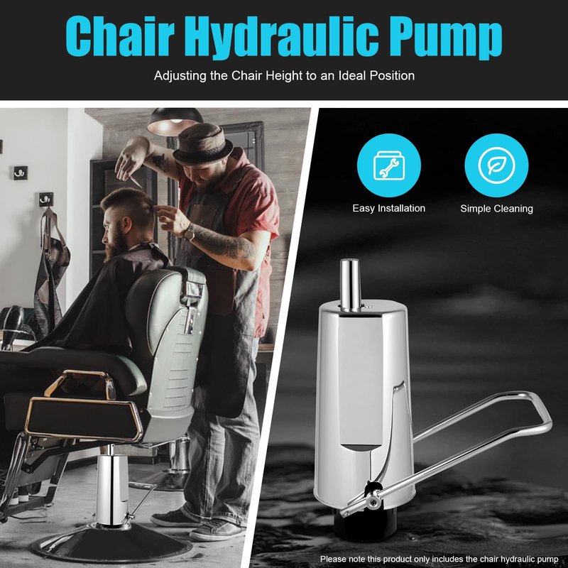 Ageanbri Barber Hydraulic Pump 440 Pounds Weight Capacity 4 Bolt Pattern Pump Chair Replacement Hydraulic Pump w/Adjustable Height Beauty Salon Equipment (Black)