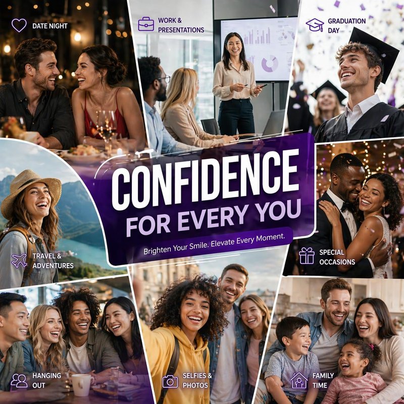 Purple Teeth Whitening Strips, Enamel Safe for Sensitive Teeth, Removes Yellow Stains & Bad Breath, Non-Slip Dry Strip Technology, Mint Flavor for a Brighter Smile (28 Strips)