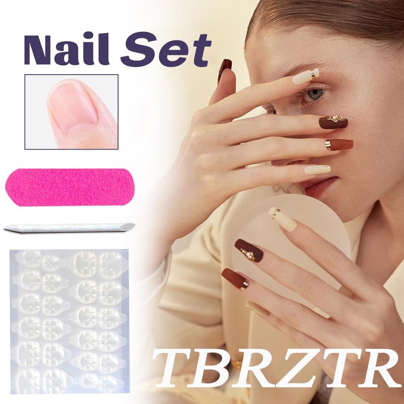 TBRZTR Blue Purple Gradient Press on Nails Medium Length Glossy False Nails Artificial Acrylic Nails Square Nails 24Pcs Full Cover Reusable Coffin Fake Nails Glue on Nails for Women Kit