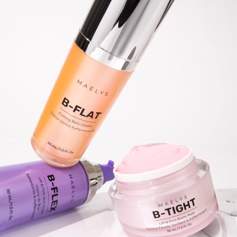 Maelys Holiday Trio Kit - Firming Cream Set for Booty, Belly & Arms | B-TIGHT, B-FLAT & B-FLEX Minis - Reduces Stretch Marks & Cellulite (1.0 Fl Oz)