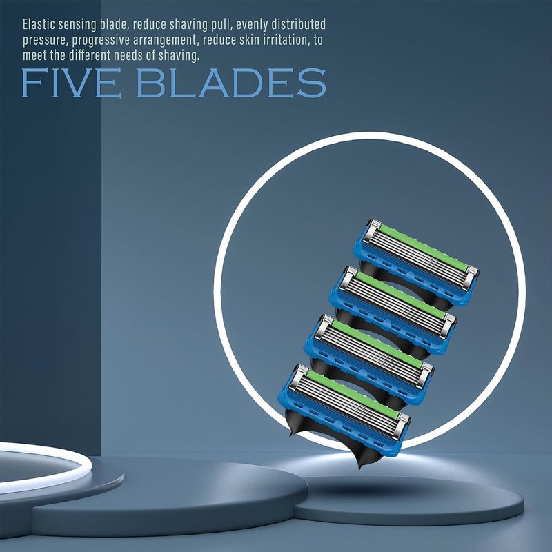12-Blade Replacement Cartridge Set - Smooth Shave with Five-Blade Technology - 2025 New Green Edition