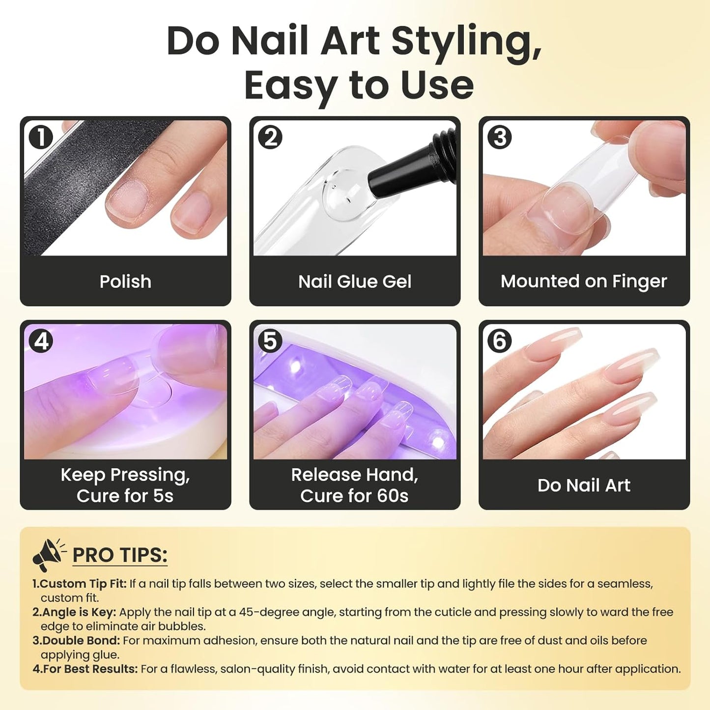 Solid Gel Nail Glue - UV Cured Adhesive for Press-On Nails | Long-Lasting 28+ Days - 15g Tube