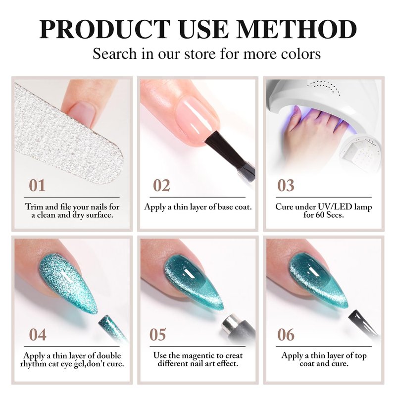 Skiennix Double Rhythm Cat Eye Gel Polish - Holographic Glitter Shimmer 15ML | DIY Magnetic Nail Art (Nude-MC1057)