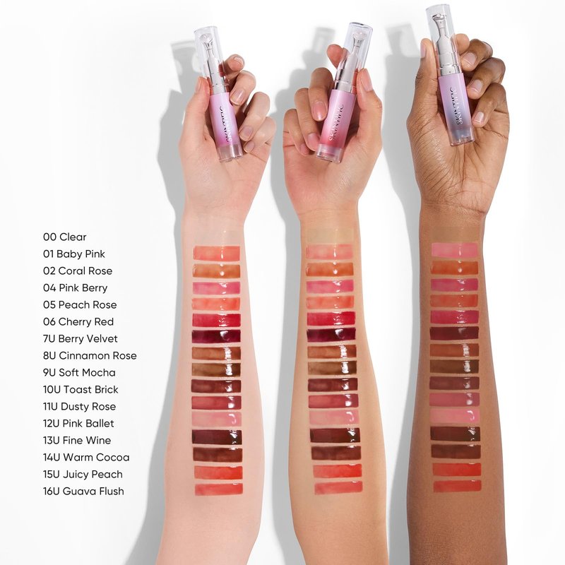 SKINTIFIC Peptide Brightening Lip Serum, Hydrating & Plumping Tinted Lip Gloss, Moisturizing Lip Balm with Polypeptides & Squalane for Glossy Sheer, Smooth Lips(11U Dusty Rose)