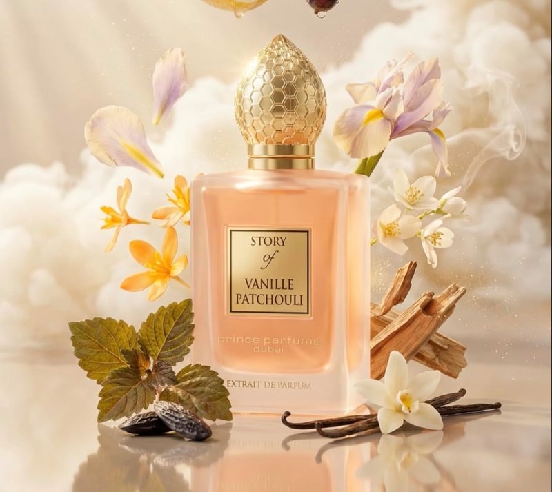 Prince Parfums Dubai | Story of Vanille Patchouli Extrait de Parfum - Alluring Floral Blend of Vanilla & Tonka Bean - 3.4 Oz