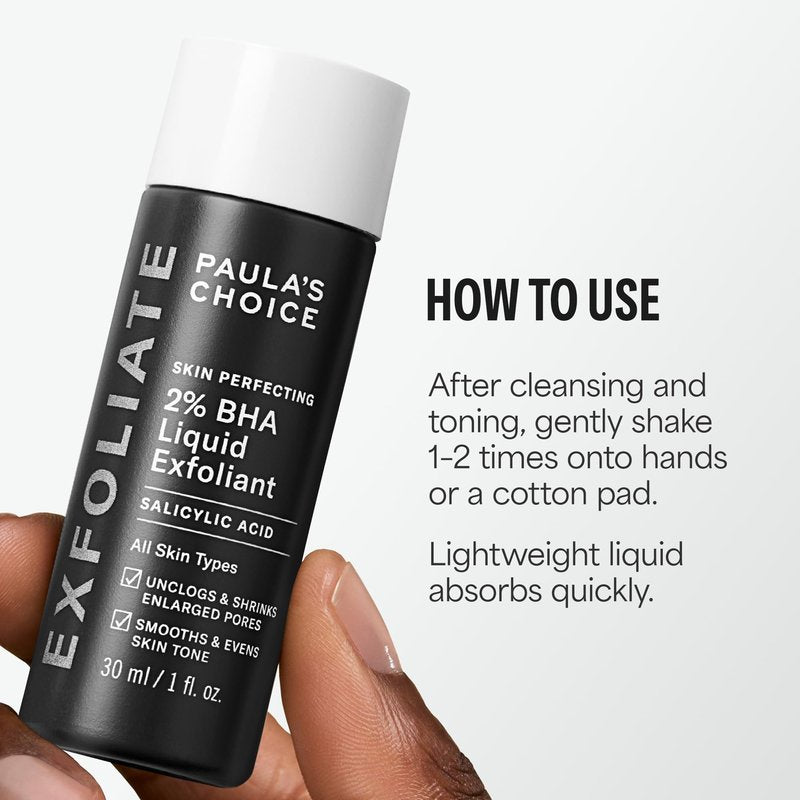 Paula's Choice Skin Perfecting 2% BHA Liquid Salicylic Acid Exfoliant, Gentle Facial Exfoliator for Blackheads, Large Pores, Wrinkles & Fine Lines, Travel Size, 1 Fluid Ounce