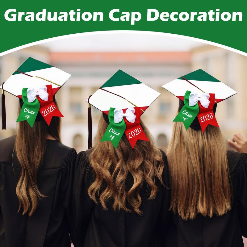 HunnmingRe 2 Pcs Mexican Graduation Cap Bow Decorations for Class of 2026 College High School Grad Hat Topper Bows Graduation Party Supplies