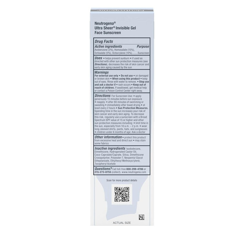 Neutrogena Ultra Sheer Face Sunscreen Gel SPF 40 - Matte Finish, Moisturizer & Makeup Primer, 1.7 oz