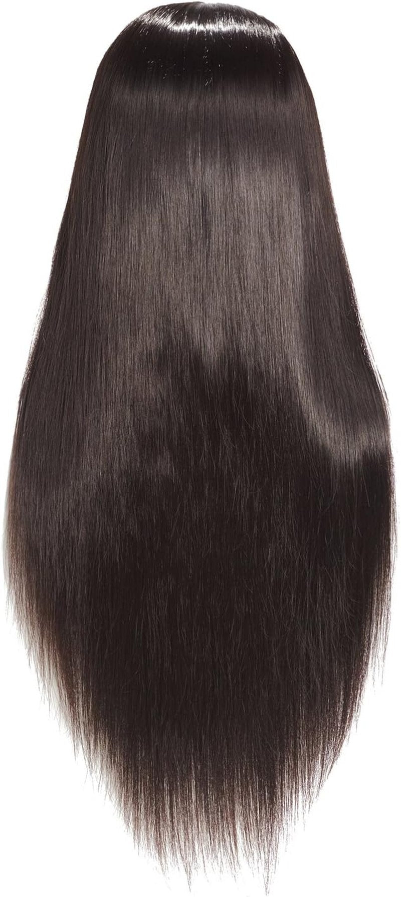 Hairingrid Mannequin Head - 26"-28" Hair Styling Training Doll with Synthetic Fiber Hair & Clamp Holder | Black