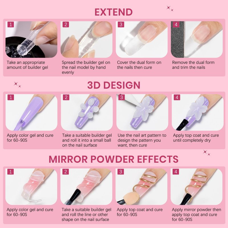 SUPWEE 3D Sculpting Gel for Nail Art, Clear and White Non Stick Hand Hard Gel for Nails Home Manicure, Nail Salon, Nail Charms, Extension, Carving, Molding, Solid Builder Gels