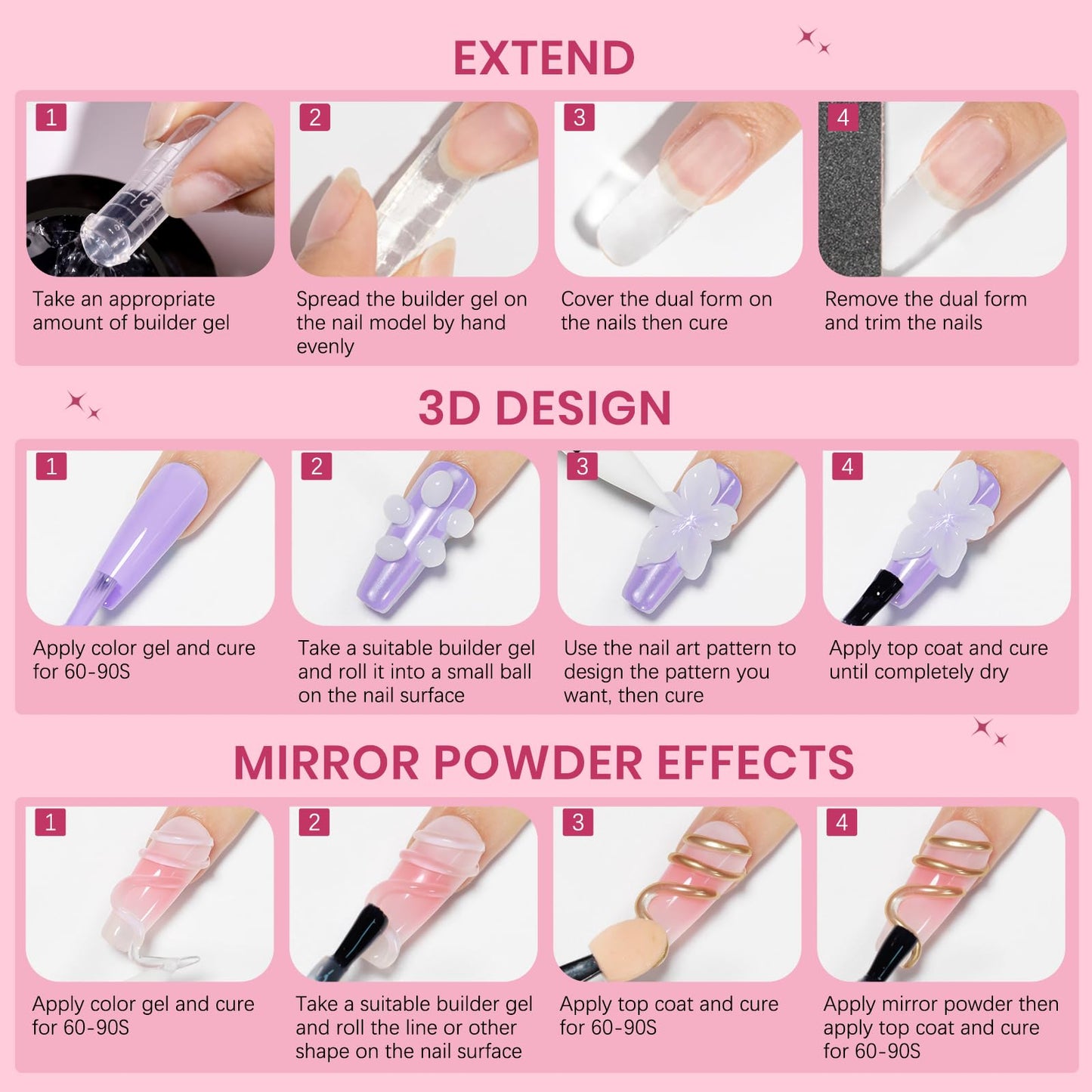 SUPWEE 3D Sculpting Gel for Nail Art, Clear and White Non Stick Hand Hard Gel for Nails Home Manicure, Nail Salon, Nail Charms, Extension, Carving, Molding, Solid Builder Gels