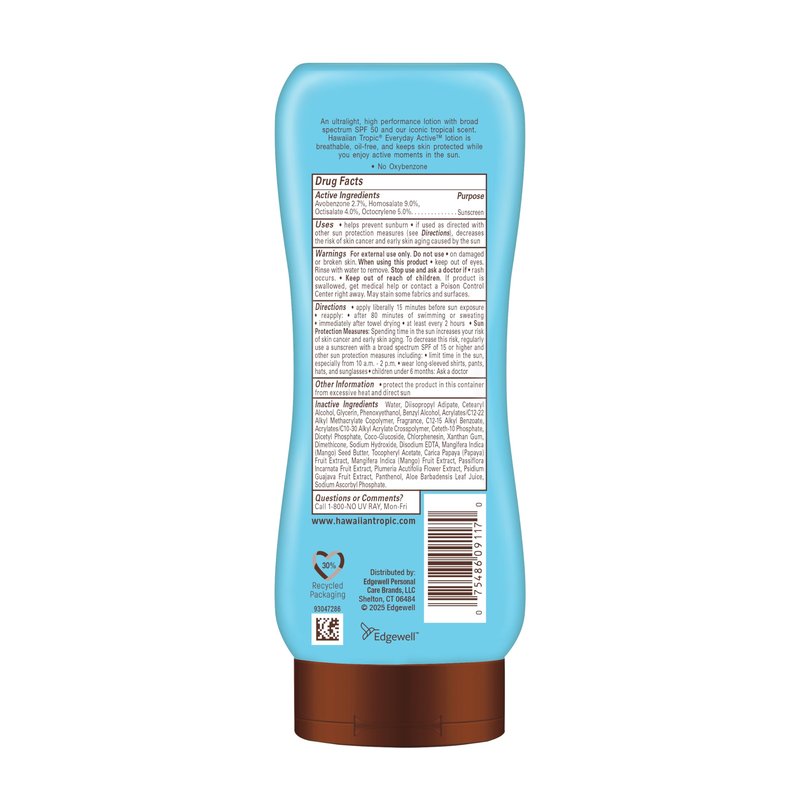 Hawaiian Tropic Everyday Active Sunscreen Lotion, SPF 50 Sunblock, 8 Fl Oz