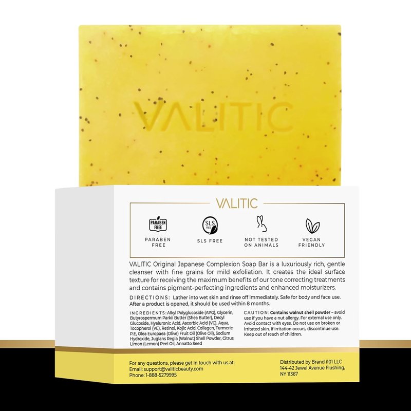 VALITIC Lemon Turmeric Soap - Brightening Kojic Acid Bar for Face & Body | Exfoliating Dark Spot Corrector with Retinol, Vitamin C, Collagen & Hyaluronic Acid - 2 Pack