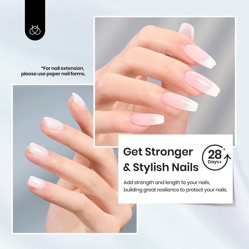 Beetles Builder Nail Gel & Top Coat and Base Coat Set-3Pcs 15ml White Gel Nail Polish Strengthener Gel Polish Soak Off UV LED for Nail Extension, Nail, Shine Effect Long Lasting