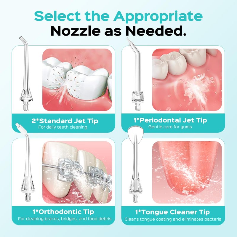 COSLUS Original Water Flosser Replacement Tips: Replacement Heads Compatible with COSLUS, Aquasonic, Nicwell, Oralfree, WELLFINE, Hangsun, Tovendor Water Dental Pick, Flosser Accessory, 5 Classic Tips