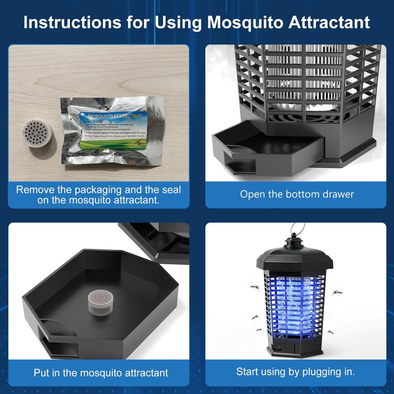 Bug Zapper for Outdoor,Waterproof Electric Mosquito Zapper, Mosquito Zappers, Insect Killer lamp, Electronic Fly Zapper for Backyard, Patio,Garden,Sport Fields Home(4200v,10ft Cord)