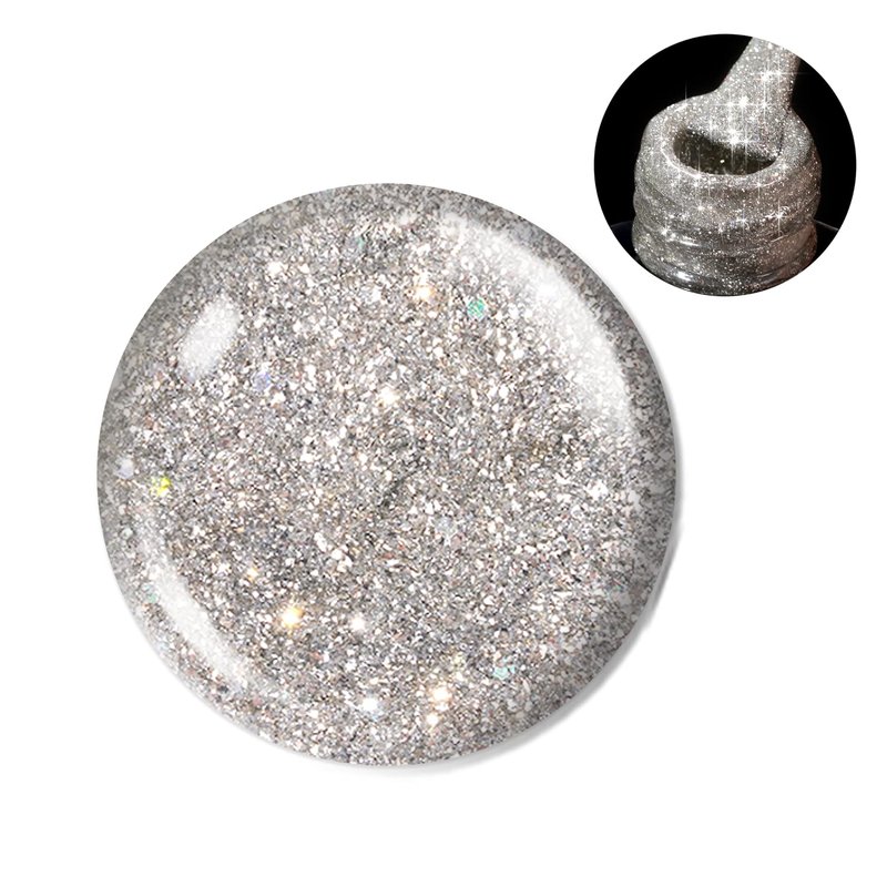 Beetles Glitter Gel Nail Polish - Reflective Silver Shimmer | 15ml Soak Off UV/LED for DIY Nail Art
